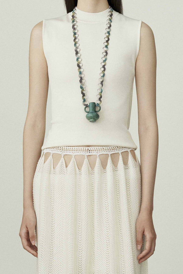 SWAYING/KNIT Silk Cashmere Back Hollow Vest SW24SS1T12 White PS75